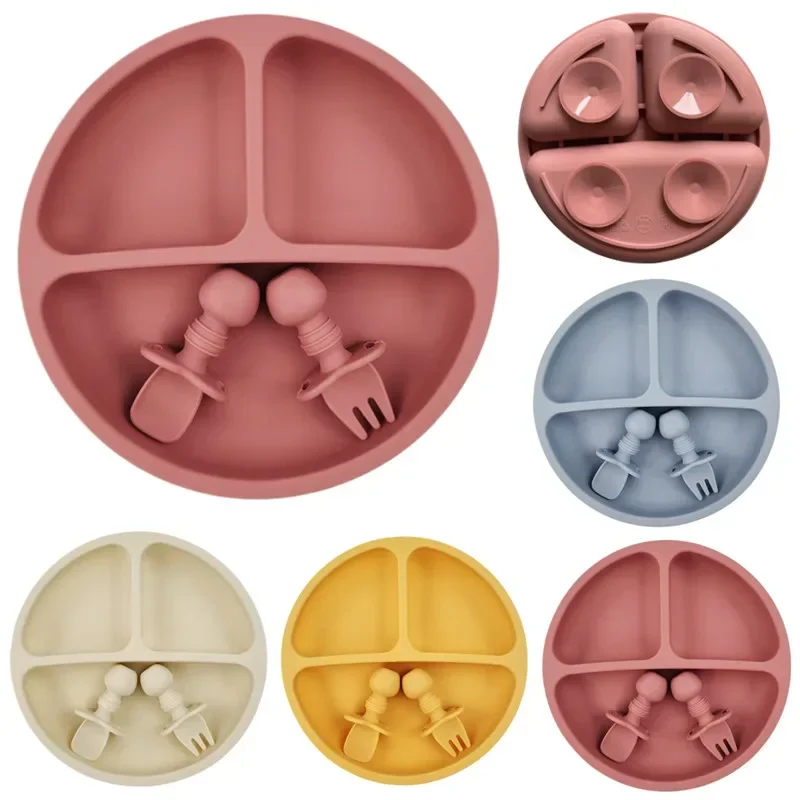 Baby Food Menu - Peralatan makan bayi silikon, 3 buah