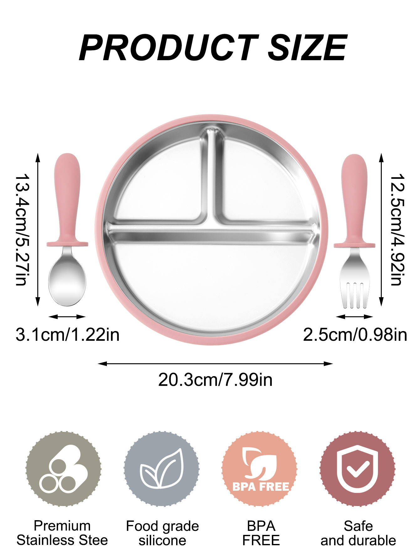 3 Buah Piring Baja Tahan Karat - Baby Food Menu ulasan dan harga