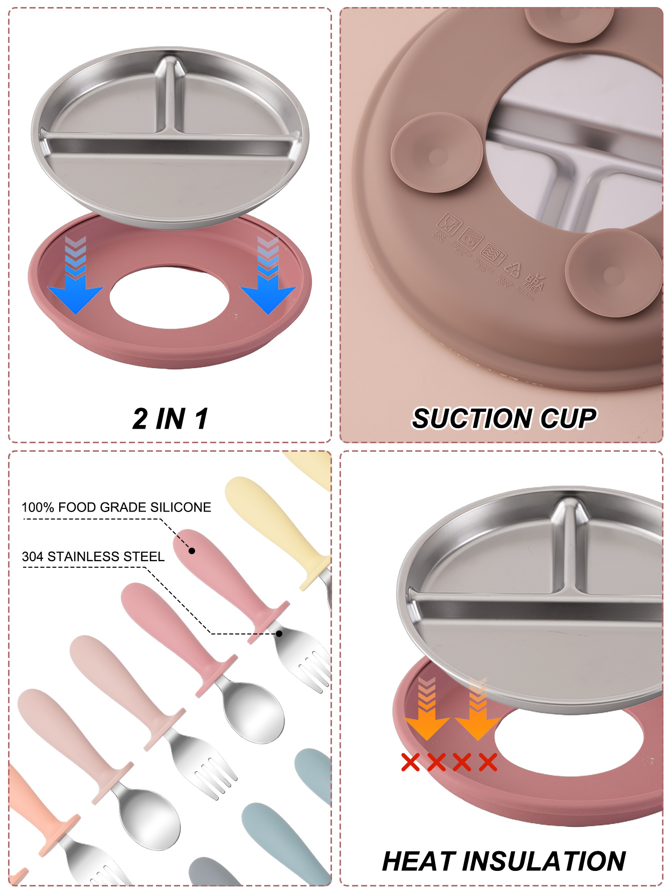 3 Buah Piring Baja Tahan Karat - Baby Food Menu ulasan dan harga